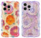ZhuoFan 2 Pezzi Cover per iPhone 14 Pro 6,1'', Vintage Aesthetic Colorata Viola Rosso Fiore Floreale Motivo Disegni Custodia con Antiurto Brillantini Silicone Bumper Protettiva Case, 08