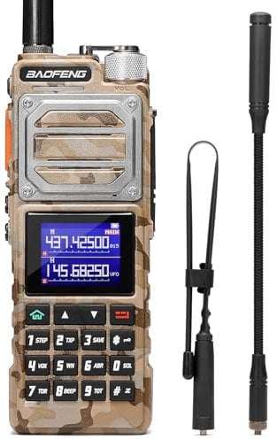 BAOFENG UV-25 Tri-Power Amateur - Radio de Mano (11 W, Radio de Larga Distancia, UHF VHF, FM Air, Receptor multibanda, batería de 5200 mAh, Carga Tipo C, Antena táctica de Cuello de Cisne y Antena de