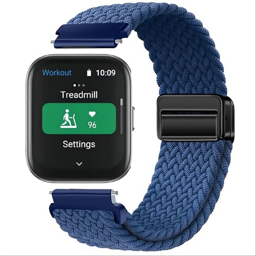 GIOPUEY Cinturini Compatibile con Amazfit Bip 5, Cinturino in Morbido Nylon Intrecciato [Unisex] [Traspirante] - Blue