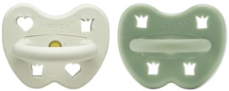 HEVEA Naturkautschuk Schnuller RUND Form, 3-36 Monate - Hygienisches Einteiliges Design für Neugeborene bis Kleinkinder, BPA-frei, Weich & Langlebig - Zweierpack (Pinienwiese)