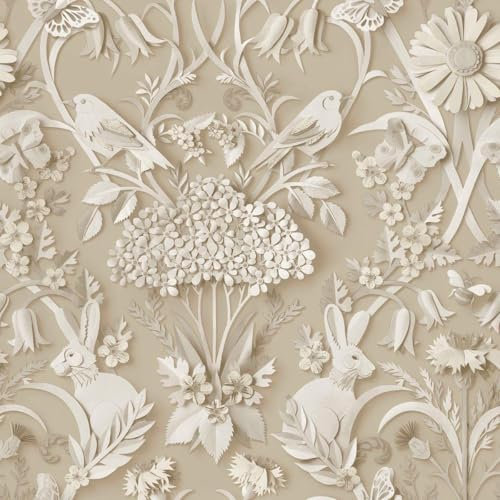 Fine Decor Woodland Natural Wallpaper Floral Leaves Animal Print Feature Wall