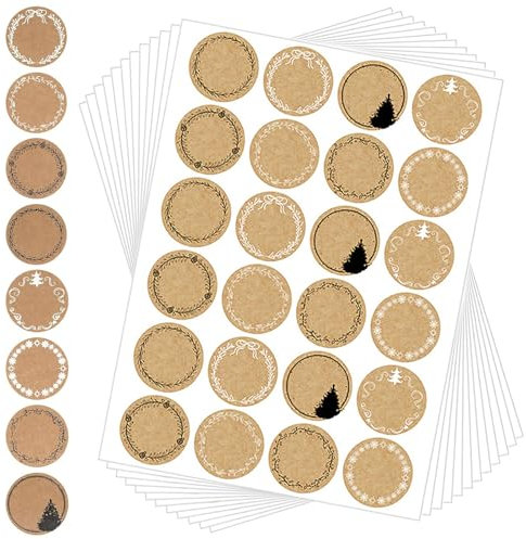 Tcnzdy 288 Stück Geschenkaufkleber, Geschenkaufkleber zum Beschriften, Weihnachtssticker, Verschönern Sie Die Festliche Atmosphäre, Selbstklebend, Weihnachten für Umschlag