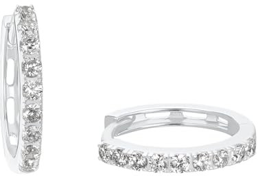 s.Oliver Creolen 925 Sterling Silber Damen Ohrschmuck, mit Zirkonia synth., 1,7 cm, Silber, Kommt in Schmuck Geschenk Box, 2032848