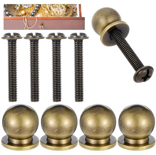 JJUNW 4 Stück Mini Schubladenknopf, Vintage Runde Kabinett Knöpfe mit Schrauben Mini Schrankknöpfe Für Mini Möbel Schublade Schmuckkästchen(Bronze)
