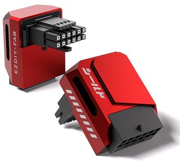 EZDIY-FAB Shield PCIe 5.1 GPU Stromadapter-12VHPWR/12V2x6 16Pin Rechtwinkliger Adapter für 12+4pin RTX 3090Ti 4070Ti 4080 4090 GPU,Rechter 90 Grad Winkel-RVS Typ,Rot,1Pack