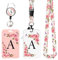 2 Pack Porta Badge con Lettere A-Z, Cordino Rimovibile e Clip Retrattile, Porta badge da collo personalizzato per donne infermiere insegnanti studenti Ufficio (A)
