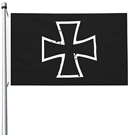 Gartenfahne Eisernes Kreuz Flaggen Wasserdicht Flag Lebendige Farbe Deko-Flagge Für Innen Outdoor Paraden 152X90Cm