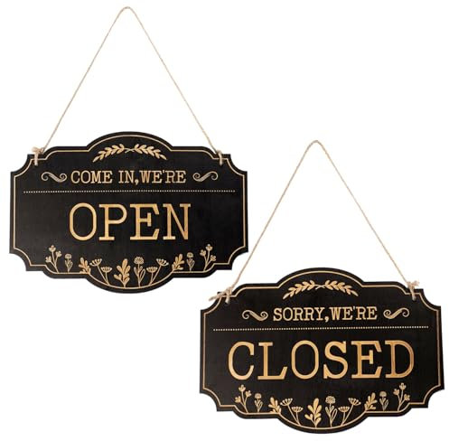 Gosknor Panneau Ouvert Fermé, 30x20cm Panneaux Ouverts Fermés pour Entreprise Double Face Come in We’re Open Sorry We’re Closed Panneaux pour Entreprise Panneau Ouvert Fermé en Bois avec Corde