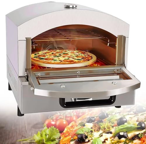 Eastnmythet Forno per Pizza Elettrico/Gas, Macchina per Pizza da Banco in Acciaio Inox a Doppio Strato, Forno per Pizza Commerciale/Domestico per Esterni,Gas