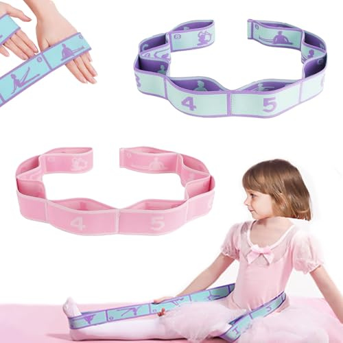 TRKETK 2 Stück Yoga Stretching Strap, Elastischer Yoga-Dehnungsgurt mit Schlaufen Fitness Stretchband Resistance Bands Hochelastischer Gymnastikband für Pilates, Tanz, Gymnastik, Effektives Dehnung