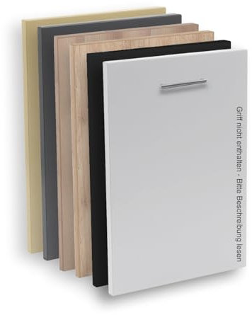 ZUSCHNITTPROFI.DE Dekor-Geschirrspülerfront 19mm vollintegriert oder teilintegriert, fugenlose Kanten, passend für alle Geräte (weiß 444x565 mm)