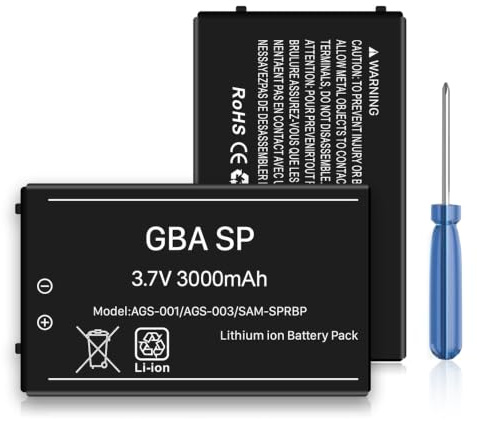 (3000 mAh) BOANV Batterie pour Gameboy Advance SP(GBA SP), Batterie de Remplacement à Haute capacité pour Nintendo AGS-001, AGS-003, AGS-101