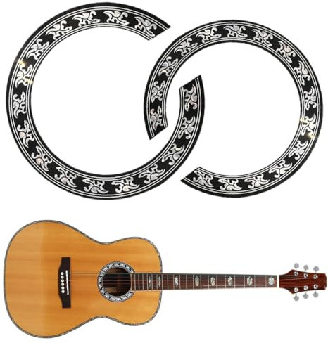 Adesivo Intarsio Rosetta per Chitarra, 2Pcs Chitarra Suono Foro Decalcomania Adesivi per Chitarra Acustica Inlaystickers
