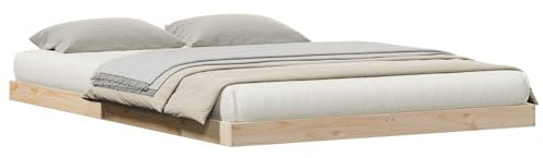 vidaXL Bodenbettgestell Natur 140 x 210 cm Massivholz Kiefer, Moderne, minimalistische Betten für Dein Zimmer, langlebiges Kiefernholz, ruhiger Schlafbereich, stilvoll und praktisch