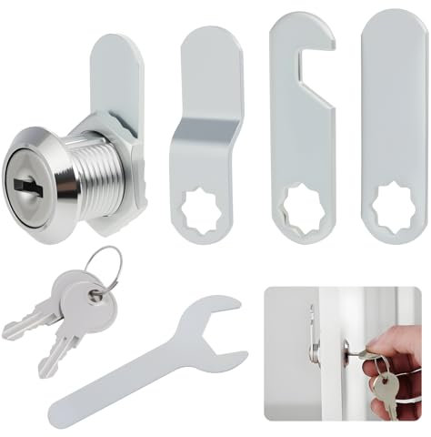 Briefkastenschloss aus Edelstahl, Nockenschloss mit 16mm Zylinderlänge, Schrankschloss inklusive 4 Schlossplatten, geeignet für Möbel, Spinde, Hebelschloss, 1 Stück (16mm)