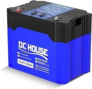 DCHOUSE 12V 50AH LiFePO4 Battery with DC & TypeC Ports, with 80A BMS, Grade A, 640Wh Lithium Battery for Trolling Motor, Motorhome, Solar, Boat, Off Grid