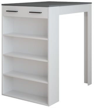 Vicco Bartisch Repose, Weiß/Anthrazit, 67 x 100 cm | zur Verwendung als Stehtisch mit verstellbaren Einlegeböden