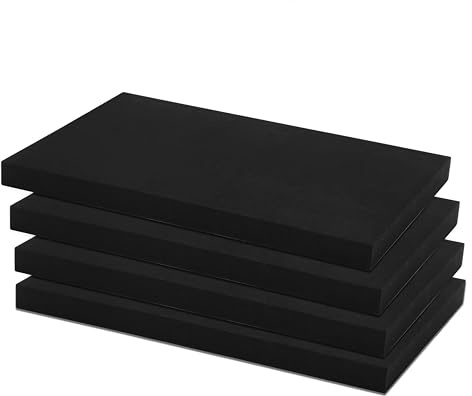 Wapasezyar Placa de goma esponjosa autoadhesiva de 20 mm de espesor, placa de espuma autoadhesiva negra, placas de espuma para muebles, proyectos de bricolaje, decoración (4, 300X200X20 mm)