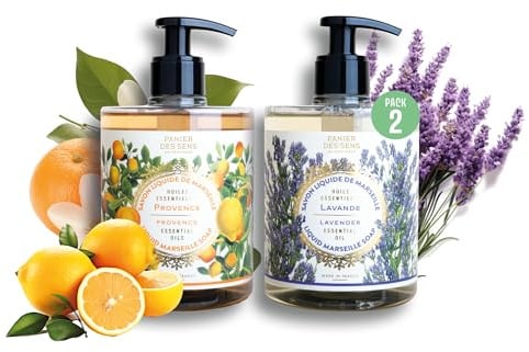 Panier des Sens - Savon de Marseille Liquide - Duo Lavande & Provence – Voyage en Provence – Parfum Authentique & Relaxant – Savons Naturels - Made in France – Vegan - 2x500ml