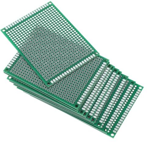 VALICLUD 10pcs Double Sided Circuit Board Pcb, 6x8cm Green Universal Matrix Board Made of Resin Fiberglass, Wear Resistant and Easy to Carry for DIY Experiments and Soldering Projects