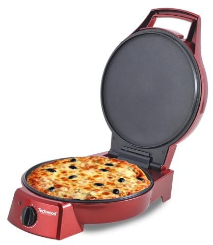 Four à Pizza et tartes ROUGE avec Grill Plancha Revêtement Pierre antiadhésif Coloris Rouge