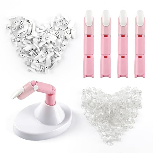 lootaan 4Pcs Nail Practice Fake Hand Fingers Model Kit for Acrylic Nails | User-Friendly & Flexible, Silicone & ABS Material, Durable & Portable,Practice Nail Kit, For DIY Nail Manicure Salon, Pink
