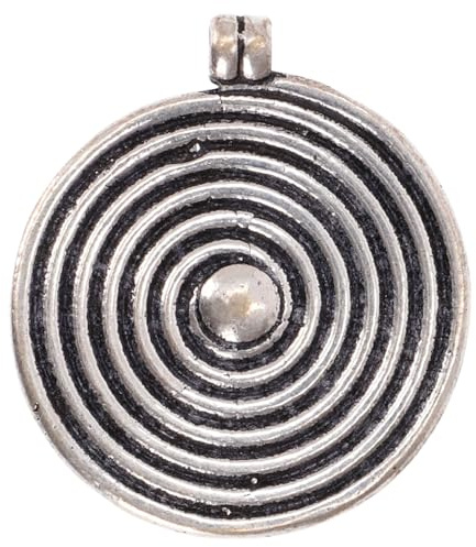 Indisches Amulett Lebensspirale, Kettenanhänger aus Messing, silber