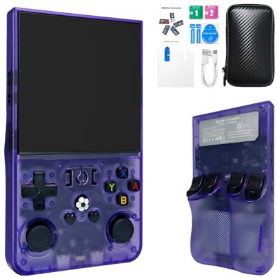 Handheld Spielkonsole 4 Zoll 128GB Retro Gaming Konsole 4000mAh USB (Klar Lila)