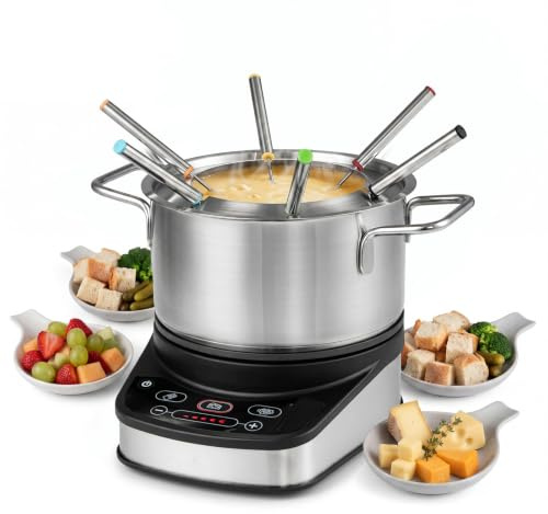 GIANTEX 1200W Fondue Eléctrica, Olla Eléctrica de Acero Inoxidable de 3 L