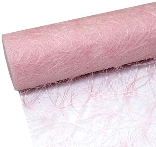 SIZOWEB Table Runner/25 m Roll + 100 Free Decorative Diamonds, Polyester, Pale Pink, 30cm Breite