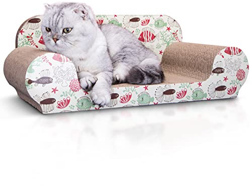 Nobleza - Katzenkratzbrett mit Katzenminze Kratzbrett für Katzen Kätzchen Kratzspielzeug Lounge Kartonkratzer 56 * 26 * 20 cm
