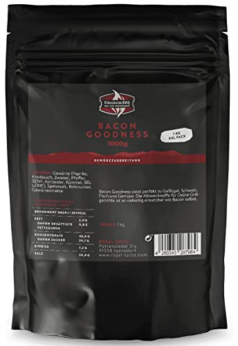 Udenheim BBQ Bacon Goodness Rub 1kg - Allround BBQ Rub mit Einzigartigem Geschmackserlebnis aus Süße, minimaler Schärfe & einer vollen Ladung Bacon! Perfekt für Fleisch, Fisch, Gemüse uvm!