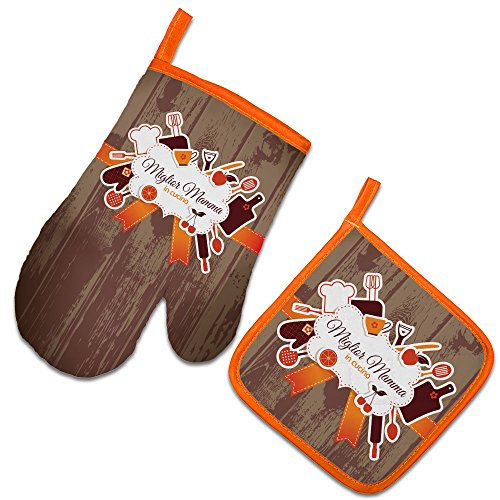 Babloo Set da Cucina Guanto da Forno e/o Presina Miglior Mamma in Cucina Idea Regalo Festa della Mamma Guanto + PRESINA