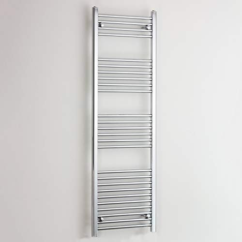 400mm Wide Chrome Heated Towel Rail Radiator Flat/Straight Ladder for Stylish Bathroom (400 x 1600 mm)
