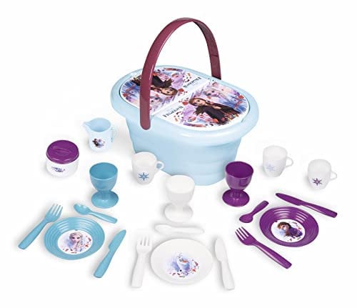 Smoby - La Reine des Neiges - Panier Pique Nique - Poignée de Transport - 21 Accessoires - Tasses, Verres, Assiettes, Cuillères, Fourchettes et Autres - A Partir de 3 Ans - Fabrication Française