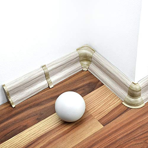 [DQ-PP] Battiscopa in PVC da 20 metri, 52 mm, in legno di quercia bianco, battiscopa in plastica PVC laminato