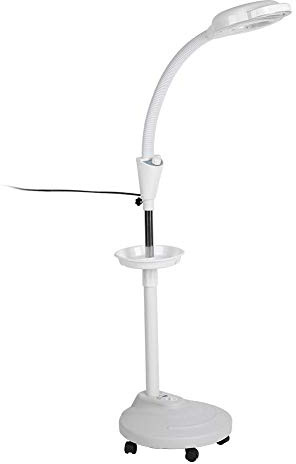 Pongnas Professional Floor-Standing LED Magnifying Lamp with 8X Cold Light Lens Height & Tilt for Eyelash Extensions Microblading Nail Art and Beauty Work