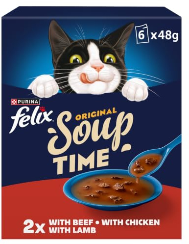 FELIX Soup Farm Selection Chicken, Beef and Lamb Wet Cat Food 6x48g (Pack of 8)
