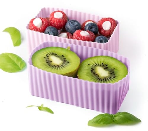 Lekkabox Cups, 2er Set - Silikon Förmchen für saubere Trennung in der Brotdose | Bentobox Lunchbox Zubehör (Rosa/Flieder)