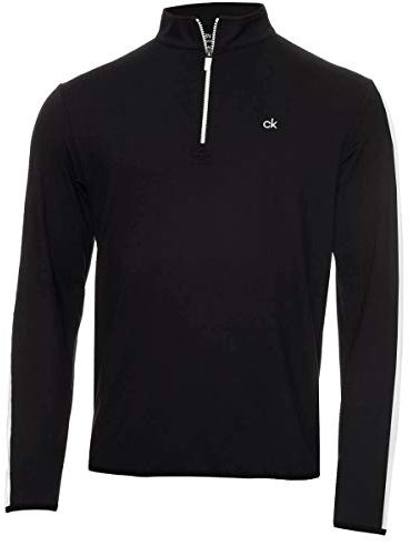 Calvin Klein Mens Striped Sleeve Newport Sweater - Black/White - M