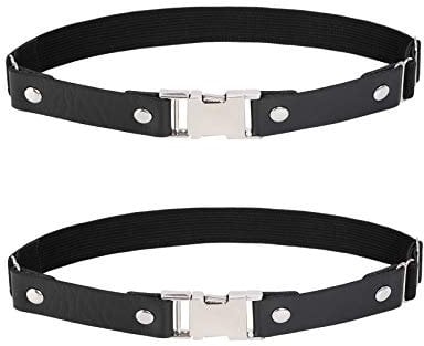 alisikee 2 x Leder-Bein-Strumpfgürtel mit kostenloser Schnalle, elastische, verstellbare Oberschenkelstrumpfbänder für Damen, Schwarz, Einheitsgröße