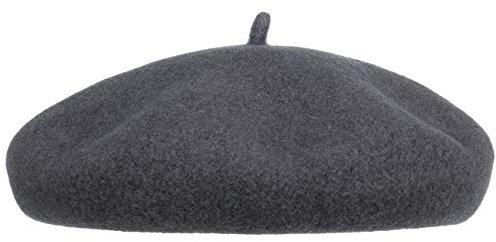 Barascon Baskenmütze Kaschmir Futter Barett aus Wolle Viskose Made in Europe Damen Herren Sommer Winter dunkelgrau 59 cm