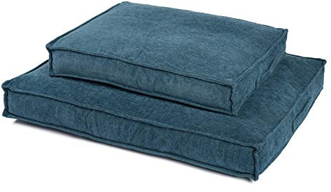 JAMAXX Premium Hundekissen Orthopädische Füllung, Waschbar Bezug aus Edlem Chinelle Stoff, Weiche Kompakte Füllung mit Visco Schaumstoff-Flocken Memory, PDB1003 (M) 90x70, Aqua-Blue