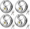SHANQIAN 4PCS Cadenas Rond, 70MM Cadenas Clé Unique en Acier Inoxydable avec 8 Clé, Cadenas Remorque Résistant Intempéries Noyau de Verrouillage en Cuivre Pur, Cadenas Clé pour Vélo, Porte d'entrepôt