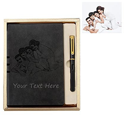 Personalisiertes Ledernotizbuch mit eigenem Foto und Text für Mama Frauen Männer| A5/A6 Größe Journal Tagebuch Ledergebundenes Notizbuch mit Stift | Individuelles Geschenk für Schulabschlusslehrer