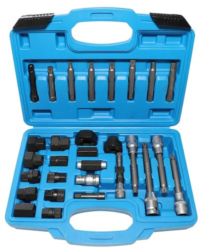 DPTOOL 30-teiliges Werkzeugset zum Entfernen und Installieren von Lichtmaschinenriemenscheiben, Freilaufriemenscheiben-Entferner, Steckschlüsselbohrer, kompatibel mit Ford, kompatibel mit GM