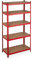 Relaxdays Schwerlastregal, Traglast: 875 kg, 5 Ebenen, HBT: 180 x 90 x 40 cm, Kellerregal zum Stecken, Stahl & MDF, rot