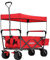 Arebos Bollerwagen faltbar mit Dach | Handwagen | Transportkarre Gerätewagen inkl. 2 Netztaschen und Einer Außentasche | Vorderrad-Bremse | klappbar | Vollgummi-Reifen | bis 100 kg Tragkraft | Rot