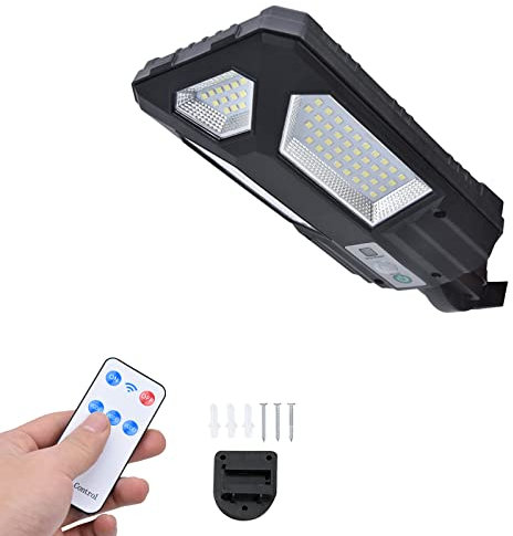 Lampe Solaire LED, Lampadaire Solaire Exterieur,lampadaire à capteur de mouvement 87 LED,avec télécommande,IP65 Étanche,lumière solaire multifonctionnelle bidirectionnellepour mur,Porche,3000LM
