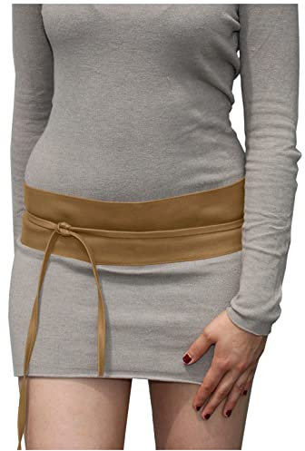 Best Emilie Damen Wickelgürtel in Lederoptik - vielen Farben - Hüftgürtel Taillengürtel Damen Gürtel - Einheitsgröße (Taupe)